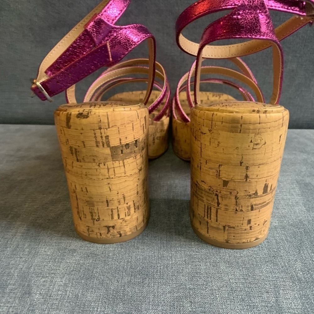 Pop Womens Admission Heeled Sandals 9M Pink Adjustable Ankle Strap New Cork - Picture 5 of 8